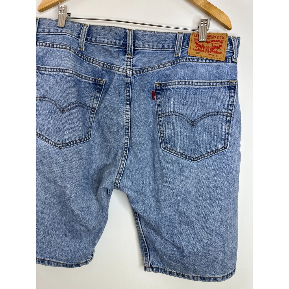 Levis 505 Regular Fit Denim Jorts Mens 38 Light Wash Blue Cotton Jean Shorts - Picture 9 of 13